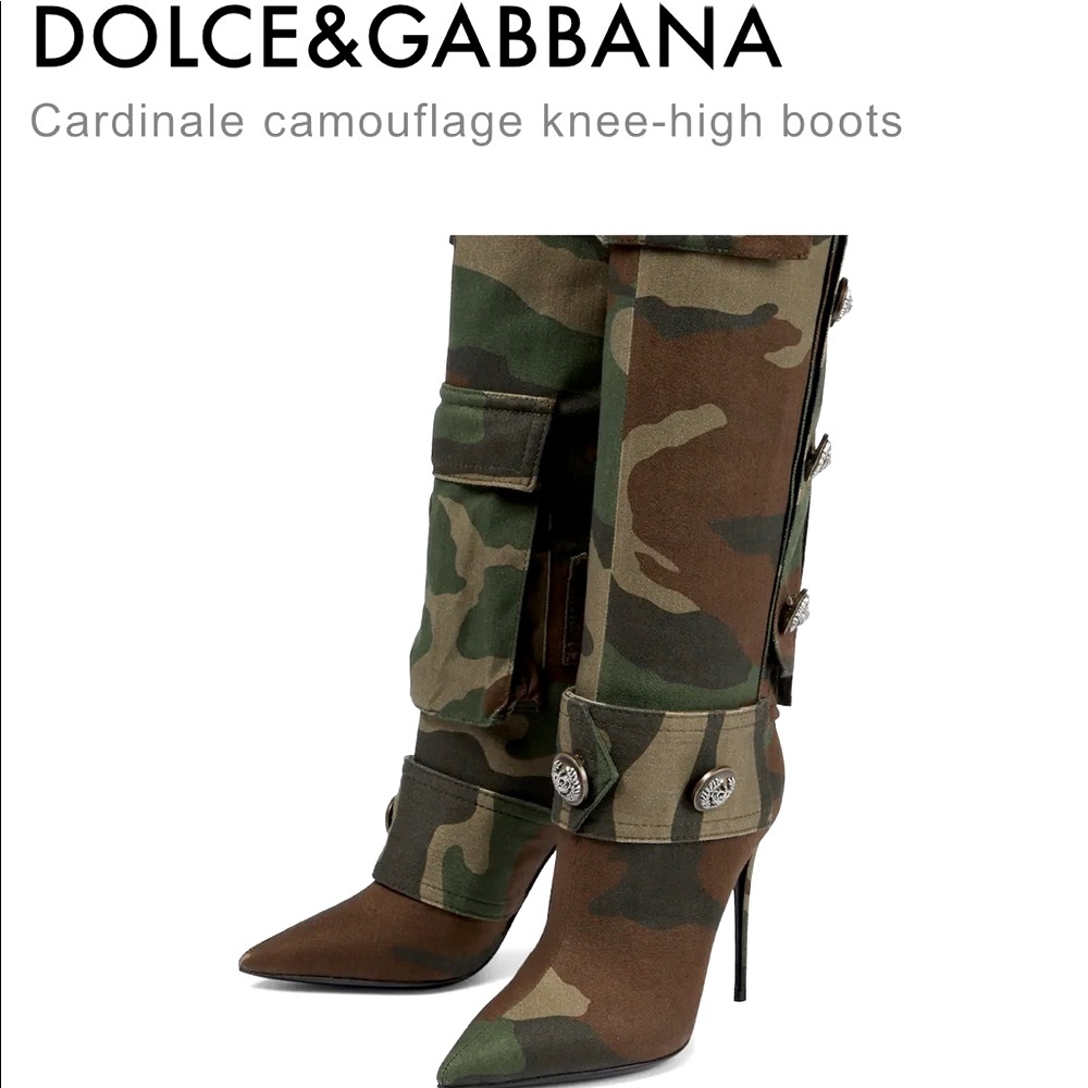 Dolce &  Gabbana Camouflage Stiletto knee high boots